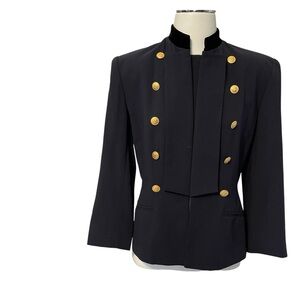 Vintage DKNY Navy Blue Wool Military Style Jacket Size 4